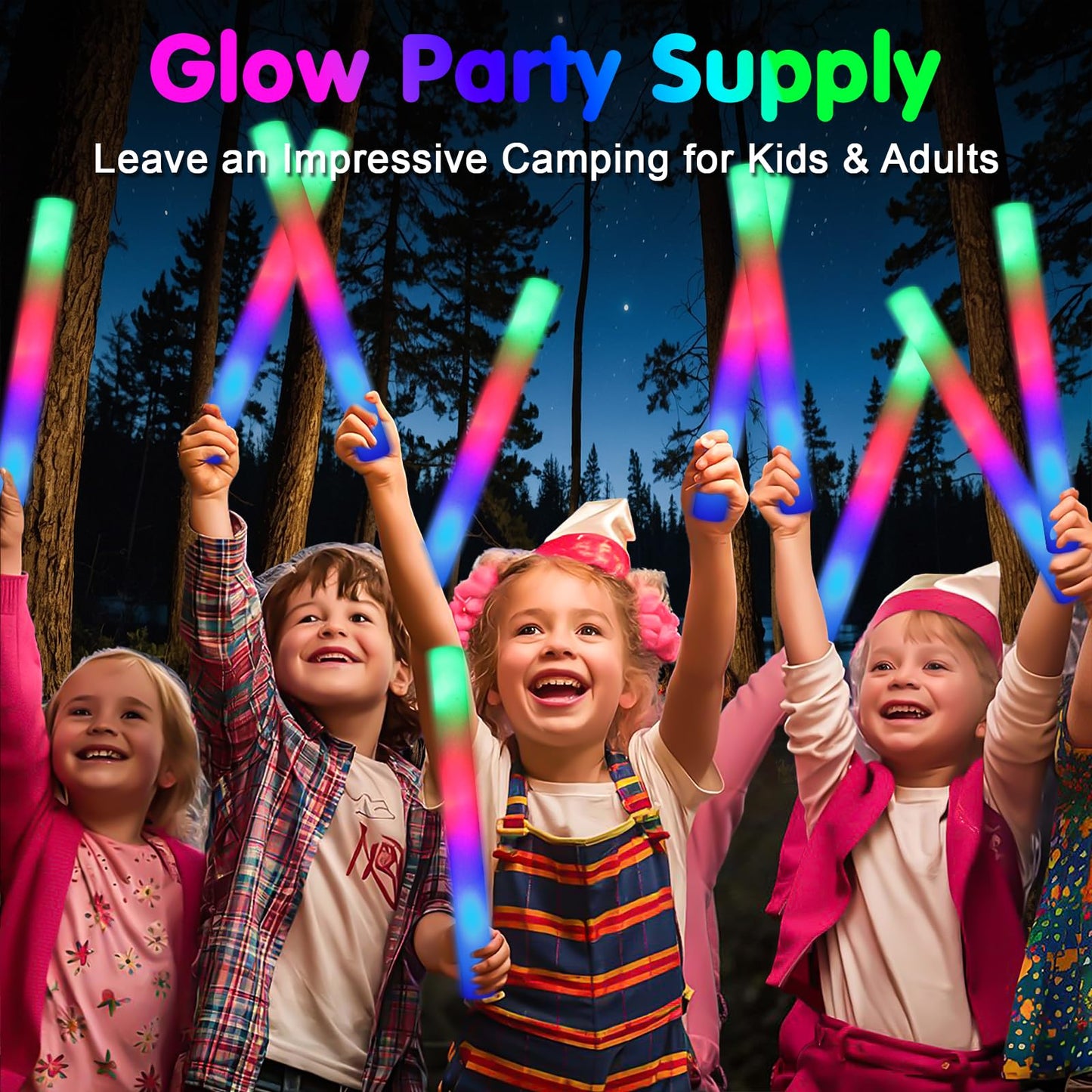 wellent 225 Foam Glow Sticks, Foam Light Up Sticks Party Supplies with