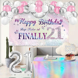 21st Birthday Decorations for Her with Finally 21 Banner Iridescence