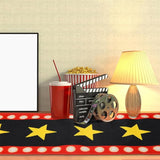 2 Pcs 13 x 72 Inch Movie Night Table Runner with Gold Star Design