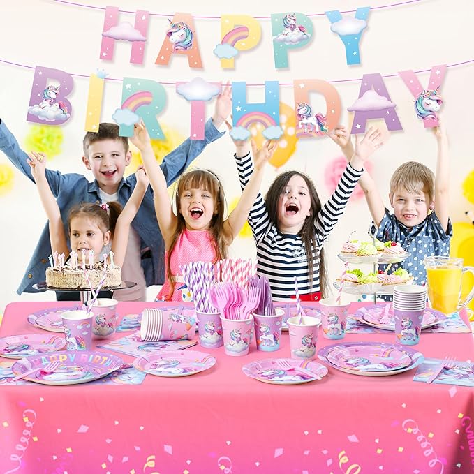 171Pcs Unicorn Birthday Party Decorations with Unicorn Rainbow