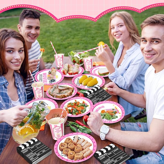 180 Pcs Movie Night Party Supplies Pink Movie Theme Birthday