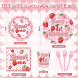 REDWORD Berry First Birthday Decor 120Pcs Strawberry 1st Birthday