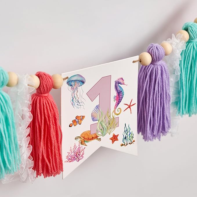 Oneder The Sea High Chair Banner Under The Sea Themed First Birthday