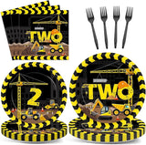 100 Pcs Construction Party Plates and Napkins Set Construction Truck