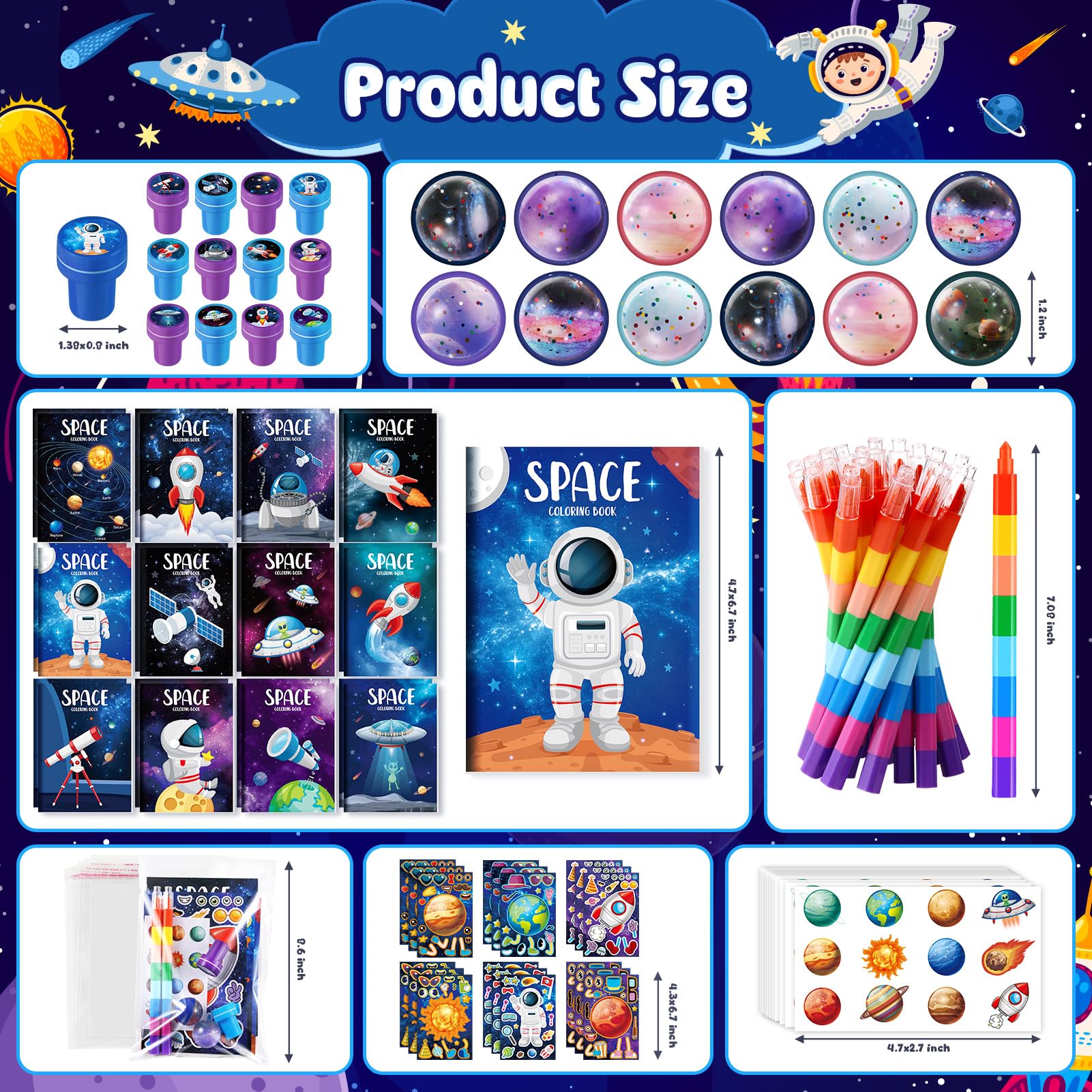 168Pcs Outer Space Themed Party Favors Space Alien Coloring