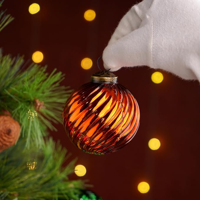 IndianShelf 6 Colorful Christmas Balls - Glass Tree Ornaments -