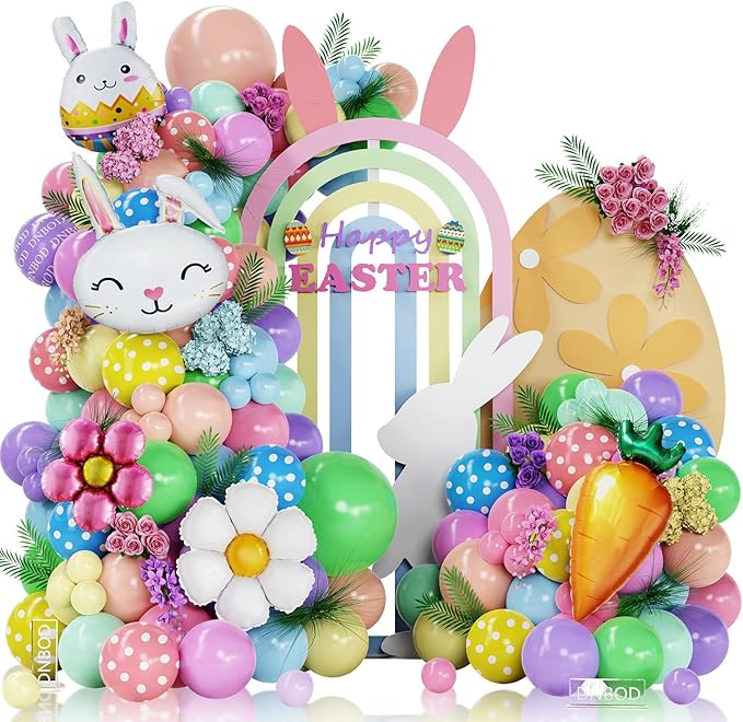 Pastel Easter Bunny Balloon Arch Kit 149Pcs Pastel Rainbow Balloon