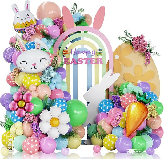 Pastel Easter Bunny Balloon Arch Kit 149Pcs Pastel Rainbow Balloon