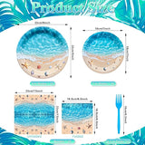 100 Pcs Summer Beach Tableware Party Supplies Disposable Ocean Waves