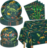 162 Pcs Dinosaur Birthday Decorations Including Dino Plates Napkins