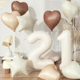 Cream 21st Birthday Balloons for Her, Large Beige Sand White Neutral