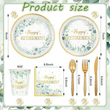 252 Pcs Sage Green Retirement Party Tableware Set Happy Retirement