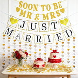 Wedding Banner Just Married Party Decorations Heart Streamers