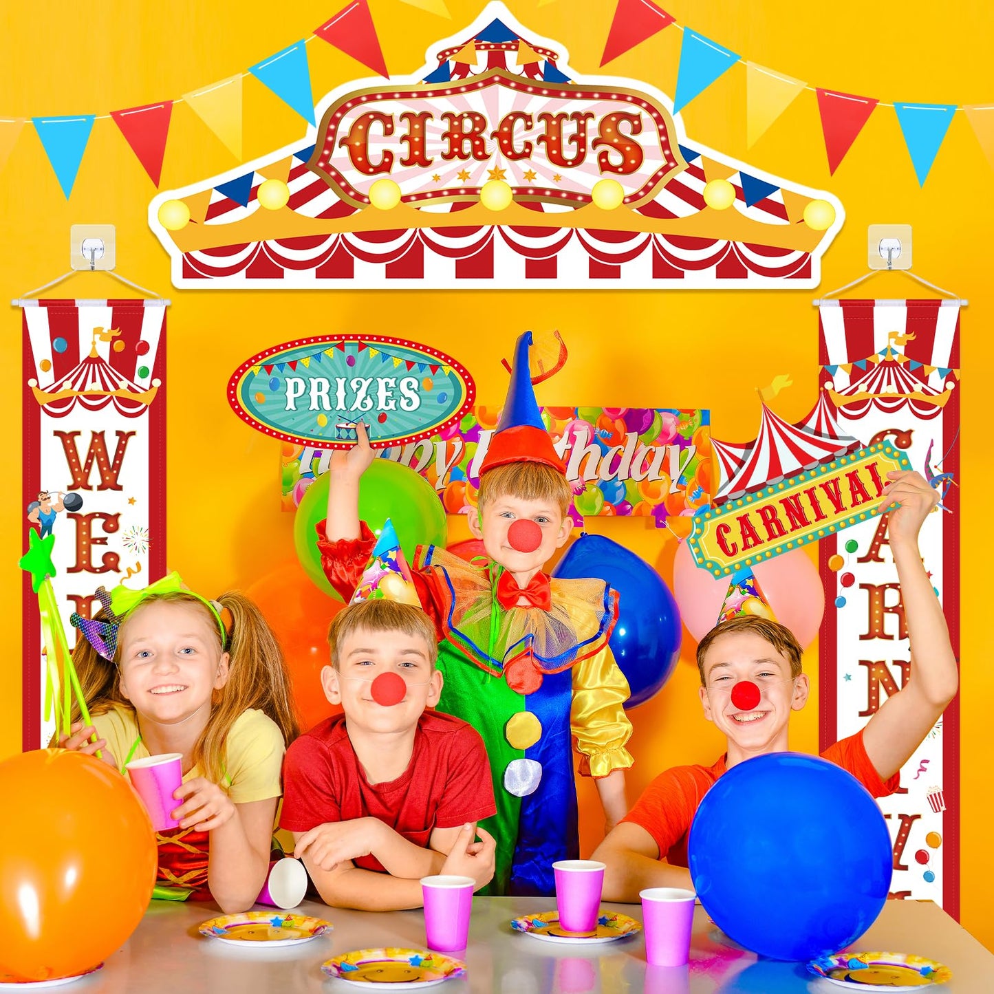 ShinyRelief 15 Pcs Circus Decorations Carnival Striped Awning Porch