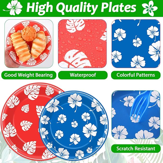96pcs Hawaii Party Plates and Napkins Tropical Cartoon Movie