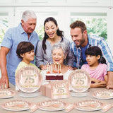 96 Pcs Rose Gold 75th Birthday Party Plates and Napkins for Girls