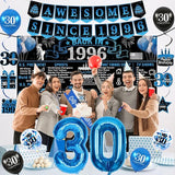 30th Birthday Decorations for Men 20PCS Black Blue Back in 1996
