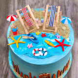 Beach Chair Umbrella Cake Decoration, 24 Pieces Palm Tree Summer Ocean