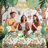 201pcs Safari Birthday Decorations Tableware Set 25 Serves Safari