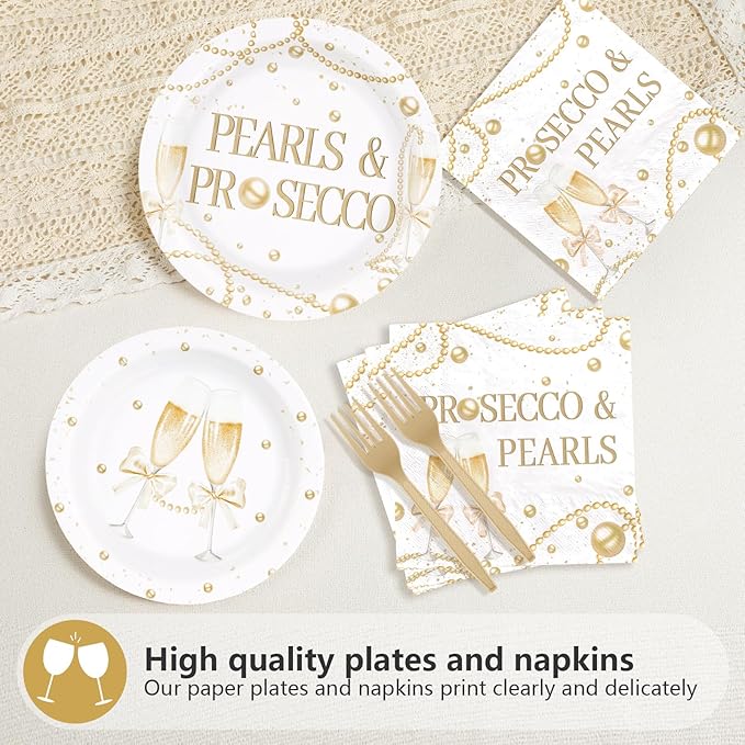 96Pcs Pearls and Prosecco Bridal Shower Decorations Engagement Party