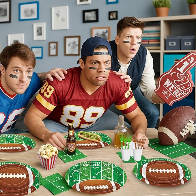 100 Pcs Football Party Supplies Set Serves 25 Disposable Football