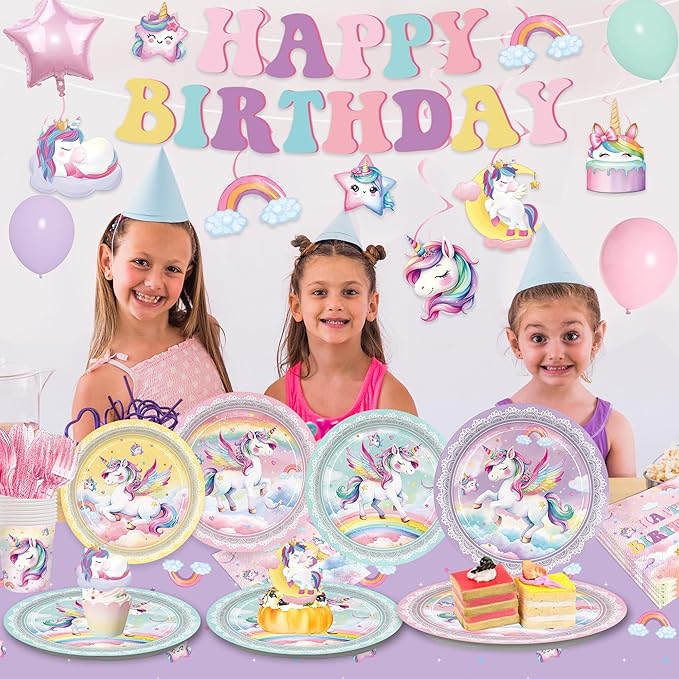 210pcs Unicorn Birthday Party Supplie Plates Napkins Unicorn Party