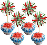 Gyufise 20Pcs Foil Firework Cupcake Toppers Happy Birthday Cake Topper