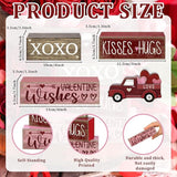 4 Pcs Valentine's Day Table Decoration Wooden Heart Truck Decor