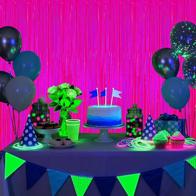 2 Pack Glow in The Dark Party Streamers, Neon Party Decorations Fluore