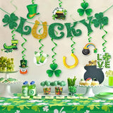 St Patrick's Day Decorations Kit with Banner 10 Hanging Swirls NO