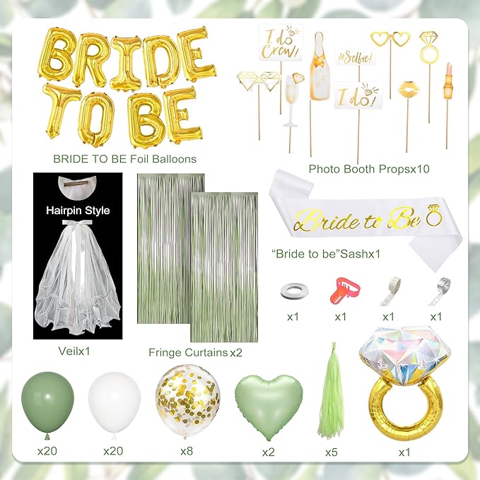 Bachelorette Party Decorations Supplies Sage Green Bridal Shower