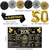 50th Birthday Decorations for Men Women 21pcs the Year 1976 Banner
