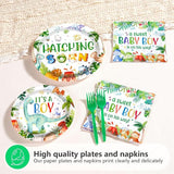 96Pcs Dinosaur Baby Shower Decorations Watercolor Dinosaur Plates