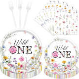 Wildflower 1st Birthday Decorations Supplies 96PCS Flower Wildflower