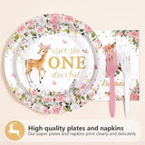 96Pcs Pink Deer Girl 1st Birthday Party Supplies Isn't She