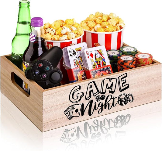 Movie Night Supplies Snack Trays Handles Reusable Wooden Movie Night