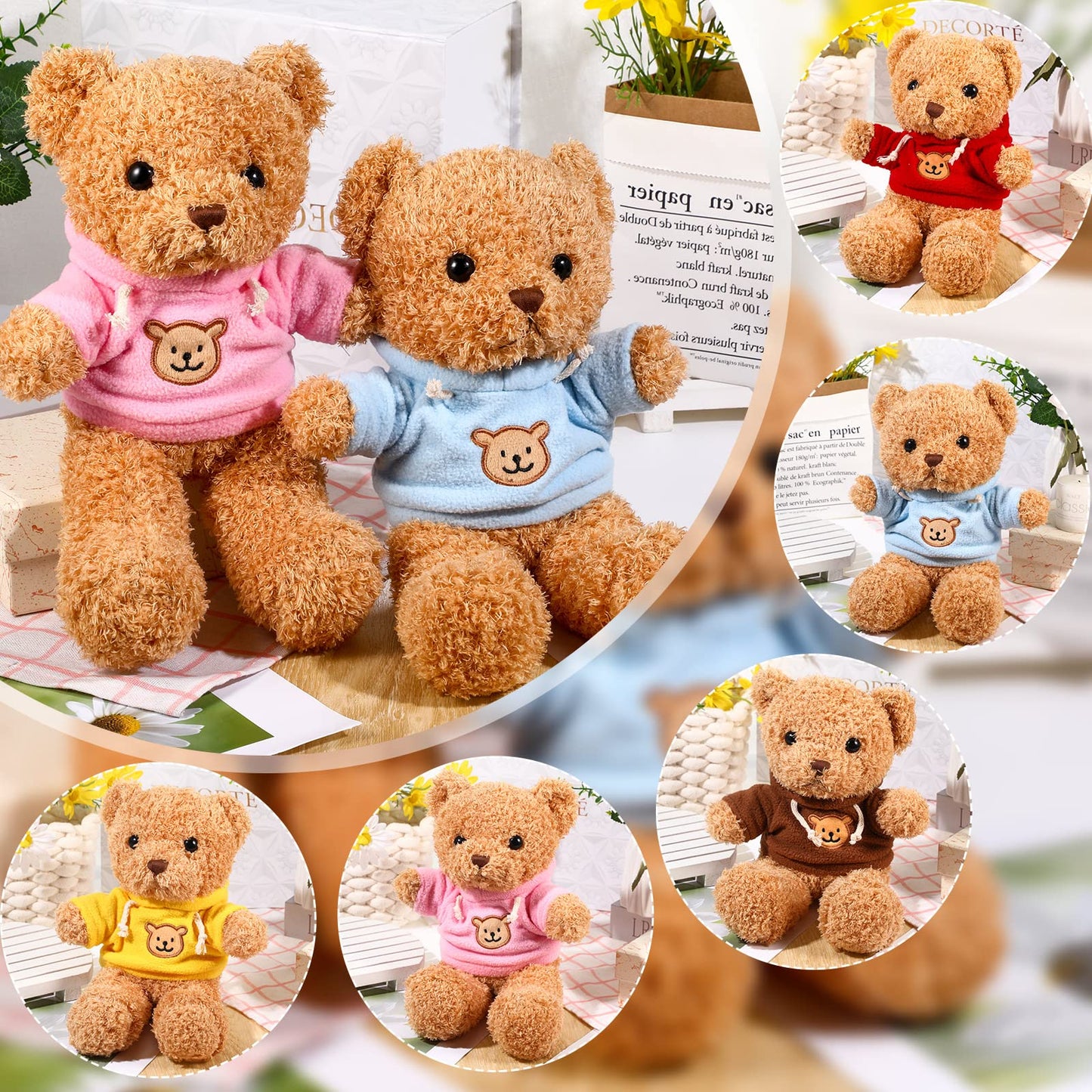 HyDren 5 Pcs Bears Stuffed Animal Soft Plush Toys Valentine 12 Inches