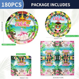 180PCS Hawaiian Aloha Party Supplies Serve 60 Luau Tropical Paper