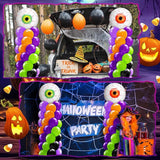 2 Set Halloween Eyeball Balloon Column Stand Kit with Red Green