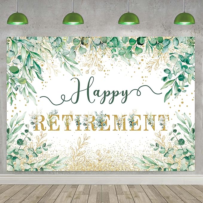 Happy Retirement Party Decorations Set Eucalyptus Leaves Retired