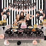 225 PCS Black and Rose Gold Party Decoration Rose Gold & Black Party