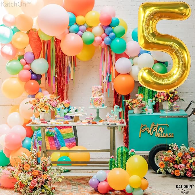 KatchOn, Giant Gold 5 Balloon Number - 40 Inch | Golden 5 Balloon, 5