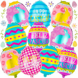40 PCS Easter Foil Balloons Happy Easter Egg Balloon Egg Mylar
