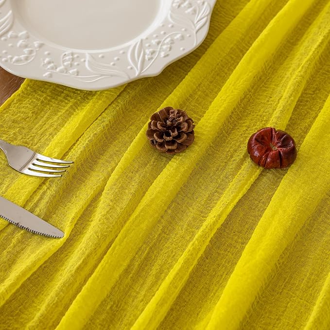Keketoarrange 6pcs Yellow Gauze Rustic Cheesecloth Table Runner 120