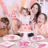 96Pcs Two Nado Pink Tornado 2nd Birthday Party Plates Supplies Party