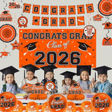 Orange Themed 2026 Graduation Decorations Set - Congrats Grad Banner,