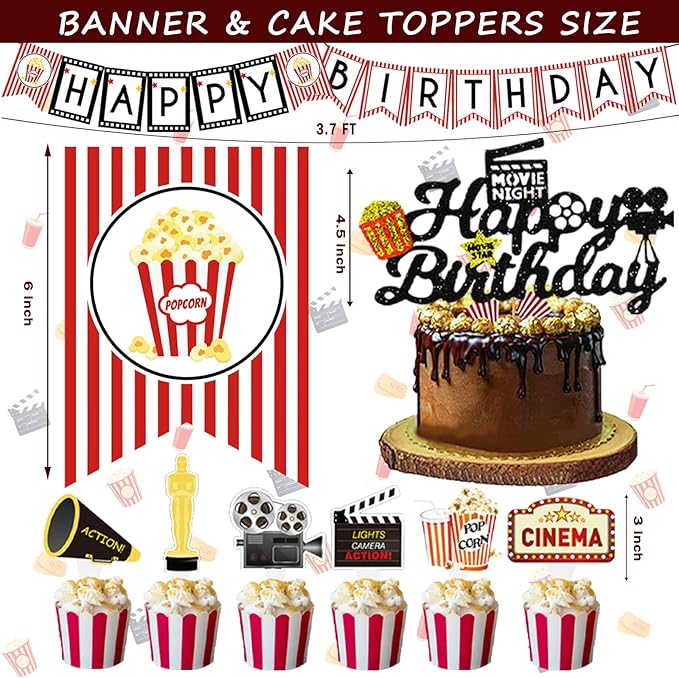 Movie Night Birthday Party Decorations Movie Theater Hollywood