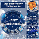 96 Pcs Retirement Plates and Napkins Party Supplies Paper Happy