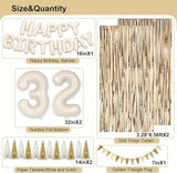 32nd Birthday Decorations for Women, White and Gold 32 Boho Birthday