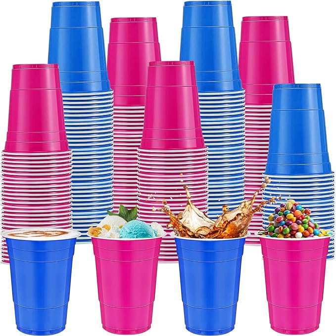 120 PCS Blue And Pink Disposable Plastic Cups Gender Reveal Plastic